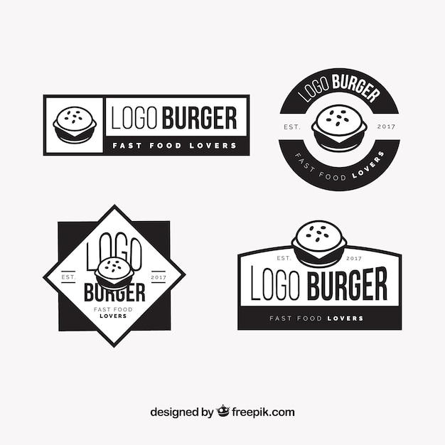 Variedade, pretas, hambúrguer, logotipos