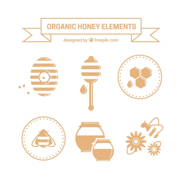 Vetor vários elementos de mel orgânico