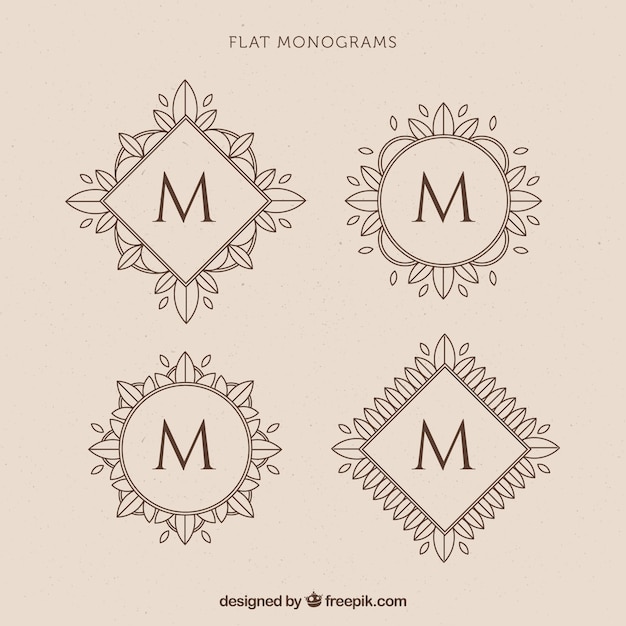 Vetor vários monogramas retro florais