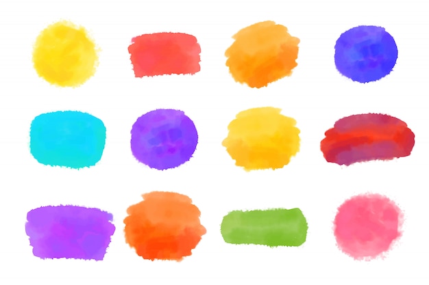Vários traços e manchas de aquarela