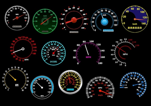 Vários velocímetros definidos