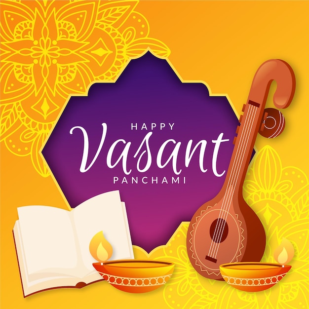 Vetor vasant panchami em design plano