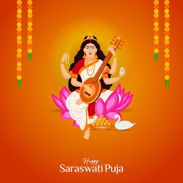 Vetor vasant panchami saraswati puja basant post nas redes sociais