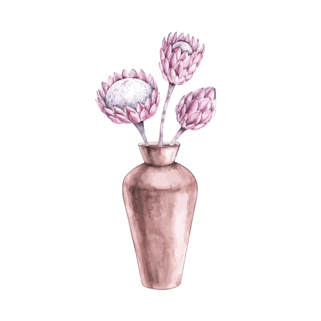 Vaso boho aquarela com flores