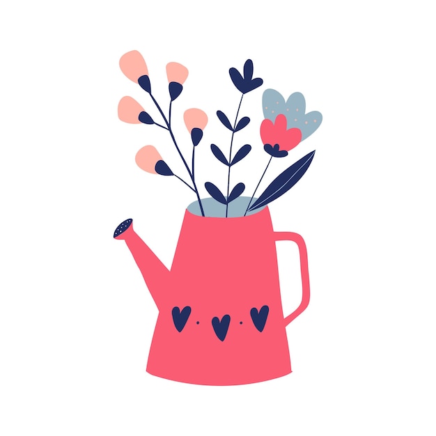 Vaso com flores Doodle ilustração floral Decoração de pôster de cartão postal