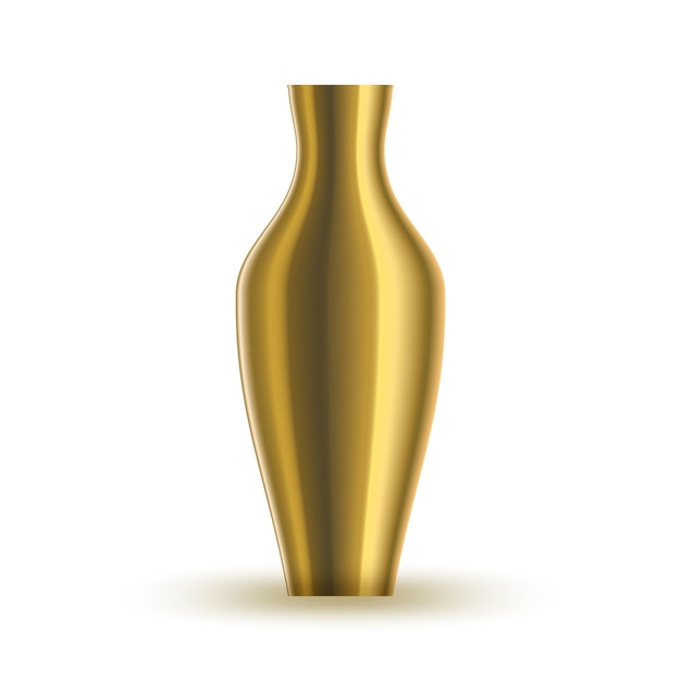 Vaso de ouro Vaso de ouro brilhante isolado no fundo branco