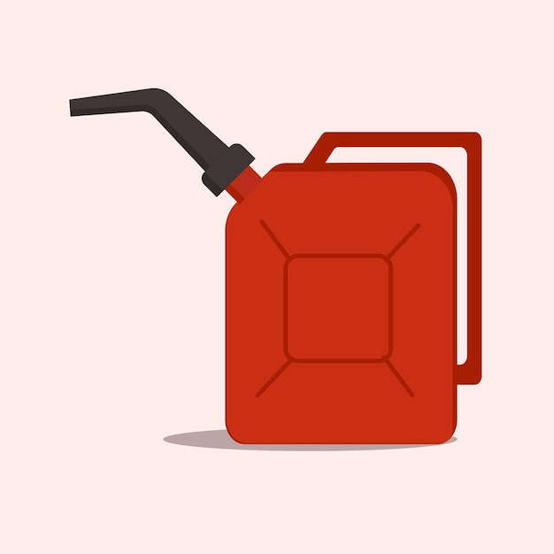 Vazamento de lata de gasolina, recipiente de gasolina isolado no fundo.