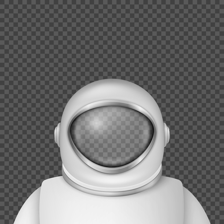 Vetor vector 3d capacete de astronauta realista terno de cosmonauta com máscara viseira de vidro transparente para exploração espacial capacete de terno branco para modelo de design de proteção de cabeça de astronauta