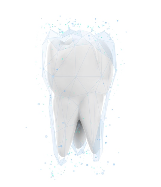 Vector 3d dente para medicina dentária em um fundo branco