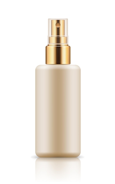 Vector 3d garrafa realista com pulverizador Mockup embalagem plástica branca para cosméticos spray modelo em branco de recipiente para embalagem líquida de aerossol isolado no fundo