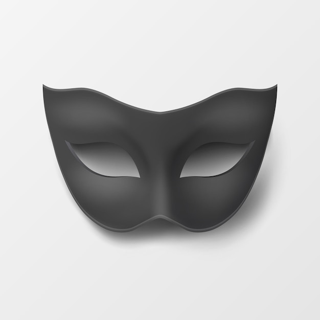Vector 3d Realista Blank Black Carnival máscara vintage em close-up isolado