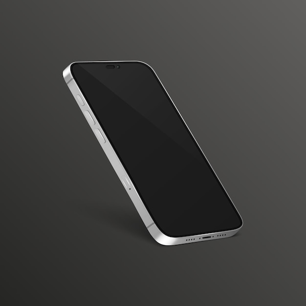 Vector 3d Realista Branco Moderno Smartphone Design Template com ecrã preto