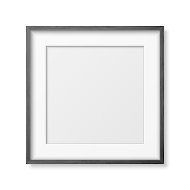 Vector 3d realista quadrado preto de madeira simples quadro moderno ícone closeup isolado no branco pode ser usado para apresentações modelo de design para maquete vista frontal