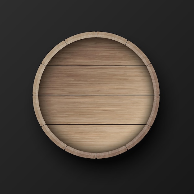 Vector 3d realista tampa de barril de madeira para armazenar bebidas alcoólicas cerveja marrom vinho barril de madeira alta detalhada madeira barril de vetor de vinho ou ícone de cerveja vista superior