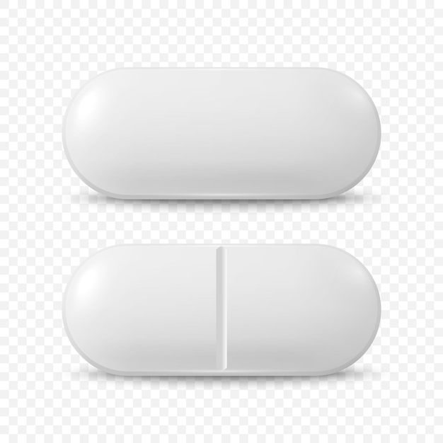 Vector 3d realistic white pharmaceutical medical pill capsule tablet icon set isolado