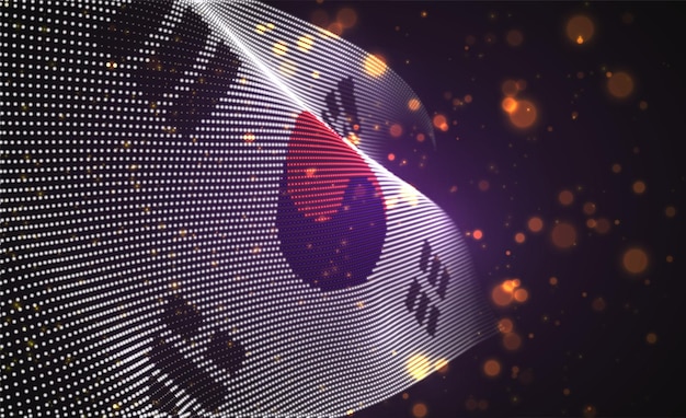 Vector a bandeira do país brilhante brilhante de pontos abstratos. coréia