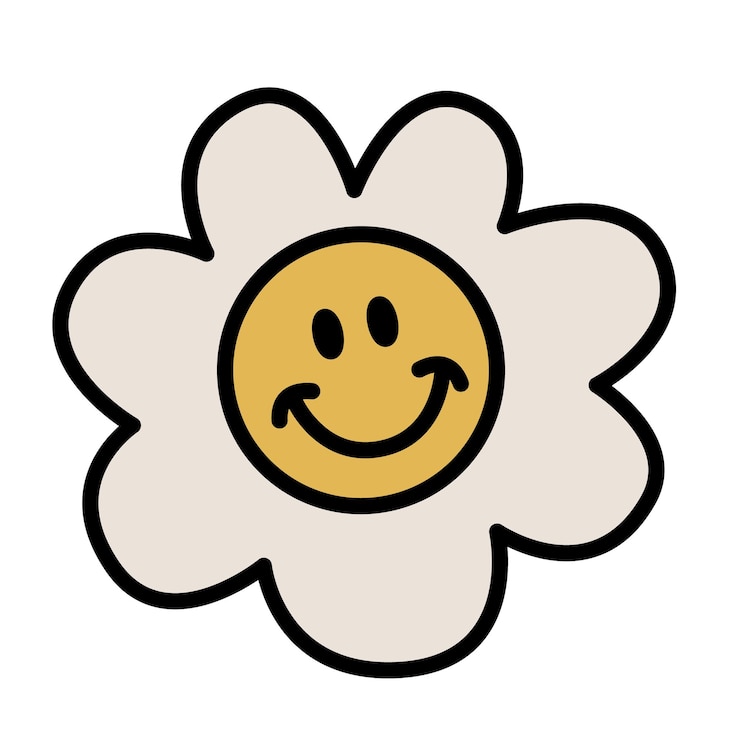 Vetor vector a ilustração desenhada à mão dos desenhos animados da flor com cara sorridente