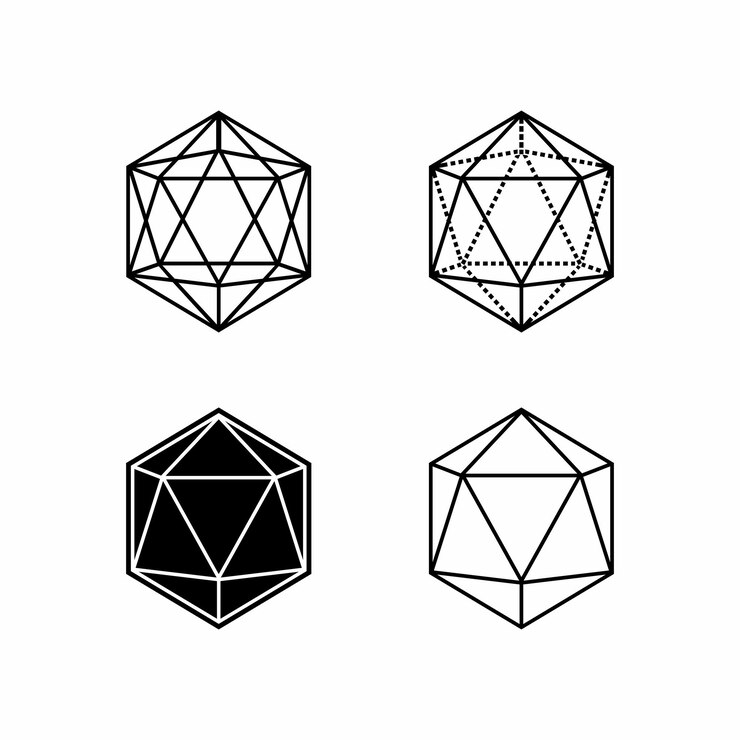 Vetor vector abstract isometric 3d icosahedron geometric outline shapes set (conjunto de formas geométricas de contorno isométrico 3d)