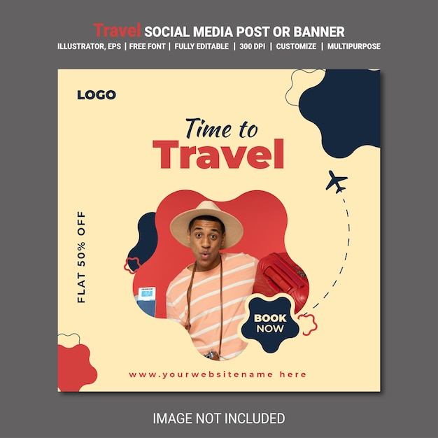Vetor vector agência de viagens tour instagram post ou modelo de capa do facebook