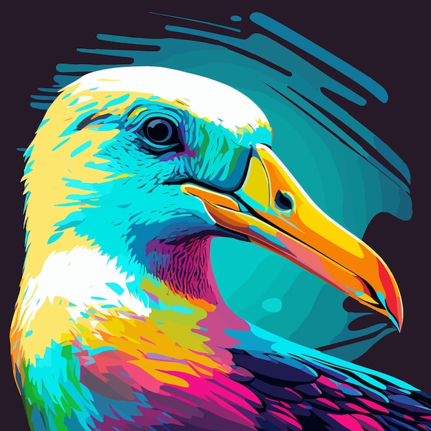 Vector albatroz colorido em estilo pop art