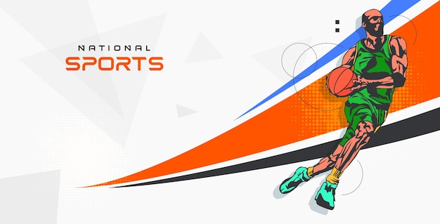 Vector atleta esporte conceito de basquete celebrando o dia nacional do esporte basquete esporte esportes