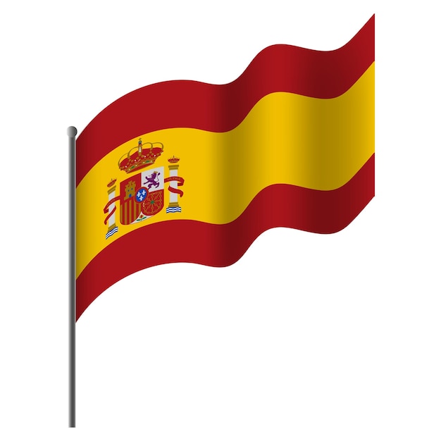 Vector Bandeira da Espanha Bandeira acenada da Espanha Ícone do emblema da Espanha