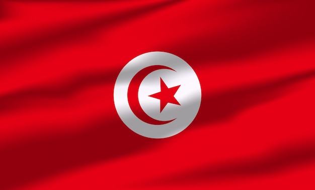 Vector bandeira da Tunísia acenando bandeiras fluidas realistas