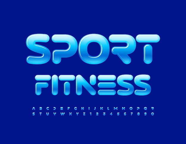 Vector banner exclusivo sport fitness shiny blue font estilo futurista letras e números do alfabeto