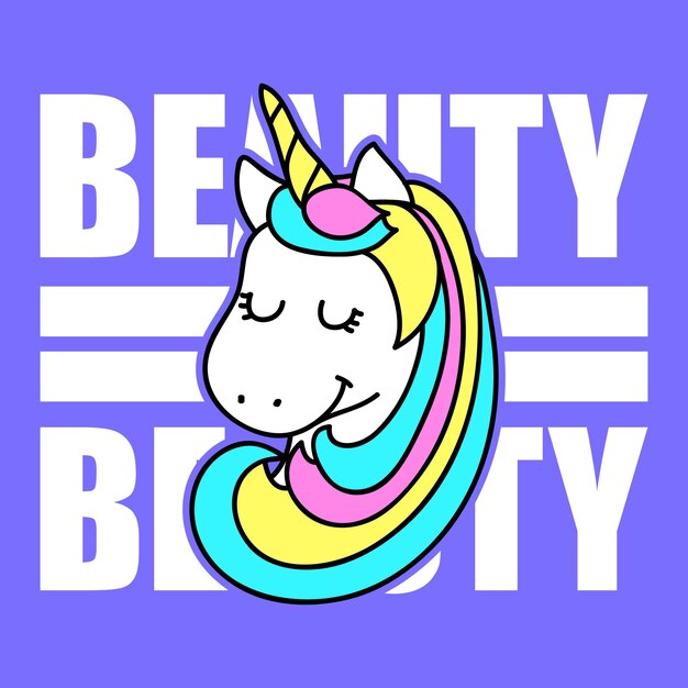 VECTOR BEAUTY UNICORN COM PELO COLORIDO