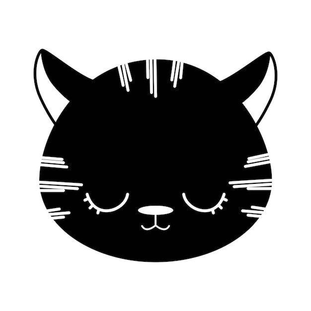 Vector bebê gato rosto preto branco animais de fazenda