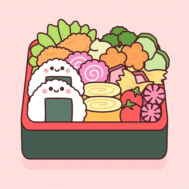 Vetor vector bento box japenese lunch box ilustração