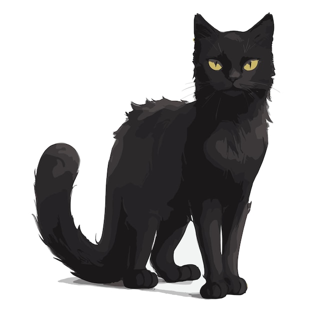 Vetor vector black cat clipart de animais com fundo branco editável.