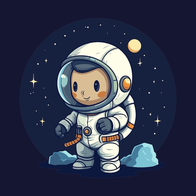 Vector bonito astronauta cartoon vector ícone ilustração