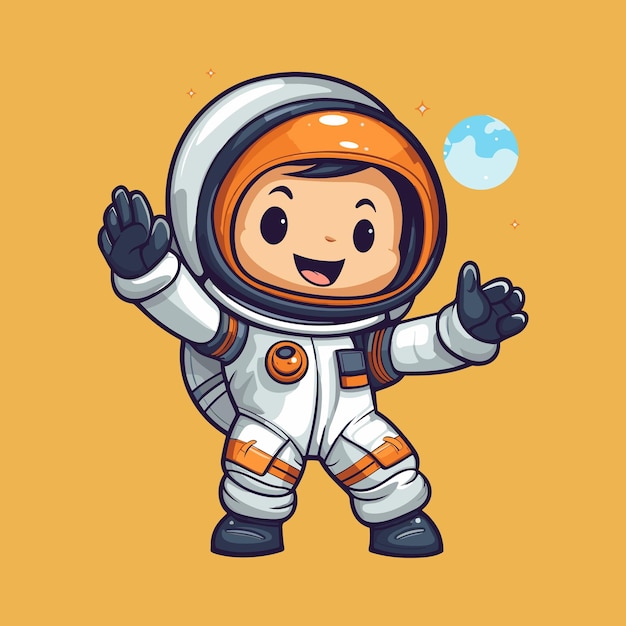Vector bonito astronauta cartoon vector ícone ilustração