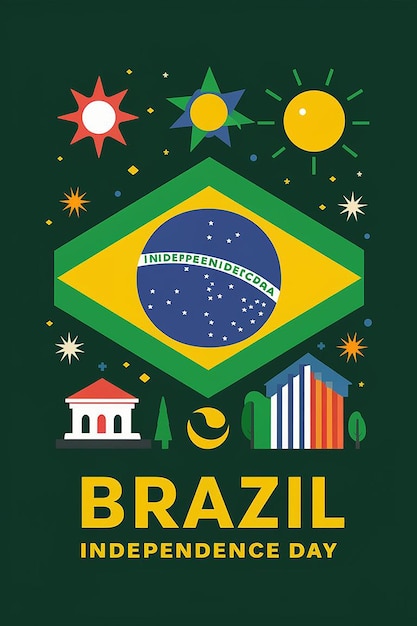 Vector Brasil Dia da Independência modelo de design Ilustração de Design Plano