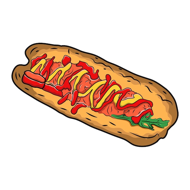 Vector cachorro-quente delicioso. ilustração colorida de fast-food