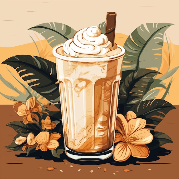 Vetor vector cappuccino smoothies tropicais postagem nas redes sociais