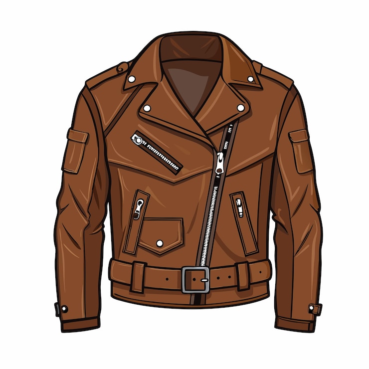 Vetor vector cartoon brown motocicleta jacket biker estilo vestuário 1