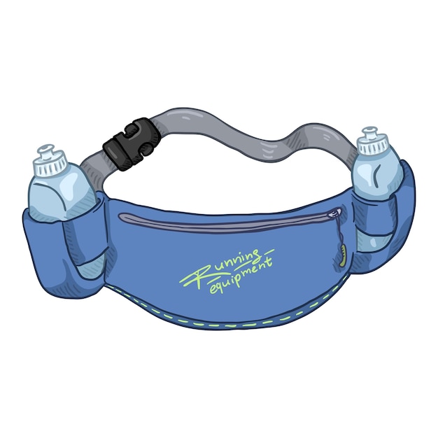 Vector cartoon ilustração de bolsa de cinto azul bolsa de cintura esportiva para corredores