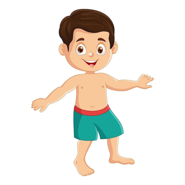 Vector cartoon menino feliz em um maiô