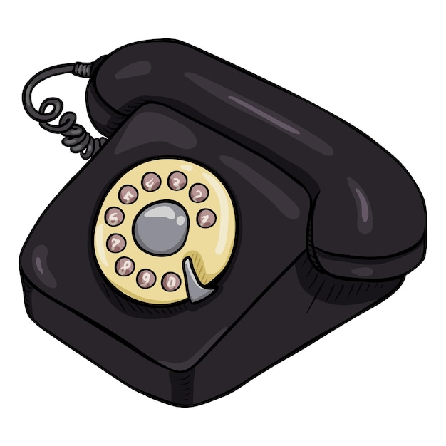 Vetor vector cartoon preto estilo retrô telefone giratório