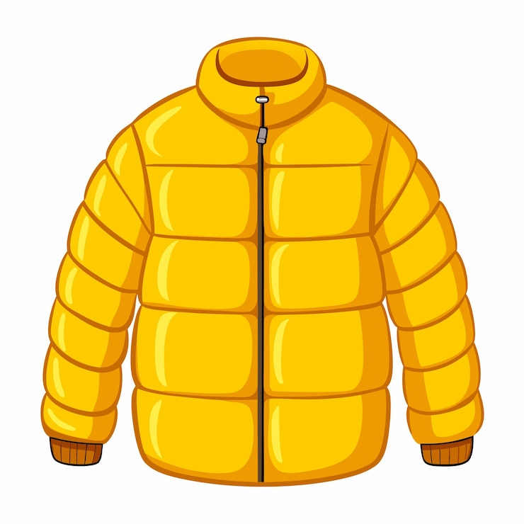 Vetor vector cartoon yellow down jacket com fundo branco isolado 20