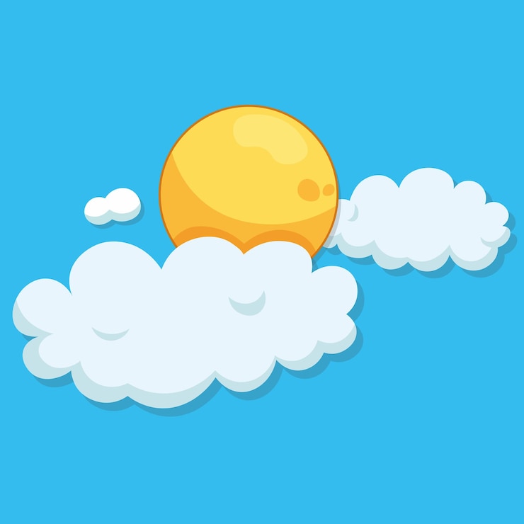Vetor vector céu azul e sol com fundo de nuvens