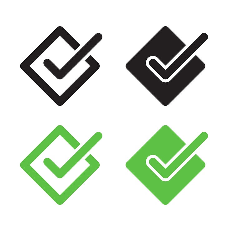 Vetor vector check mark in square icon set (conjunto de ícones quadrados de verificação vetorial)