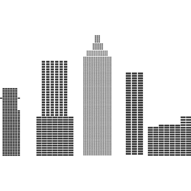 Vetor vector cidade arranha-céu casa silhueta ícone preto