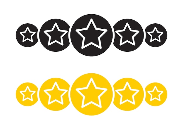 Vector Cinco Estrelas em Círculos Preto e Amarelo