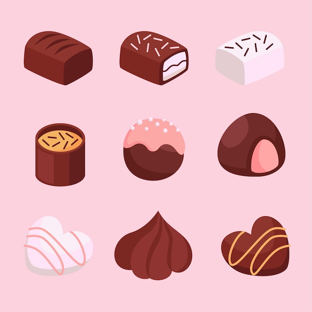 Vetor vector coleção de doces de chocolate