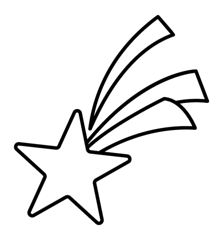 Vetor vector cometa voador preto e branco com cauda colorida do arco-íris ilustração de linha de estrelas caindo conceito de tesouros de unicórnio decoração mágica ou de conto de fadas para cartões ou página de coloração