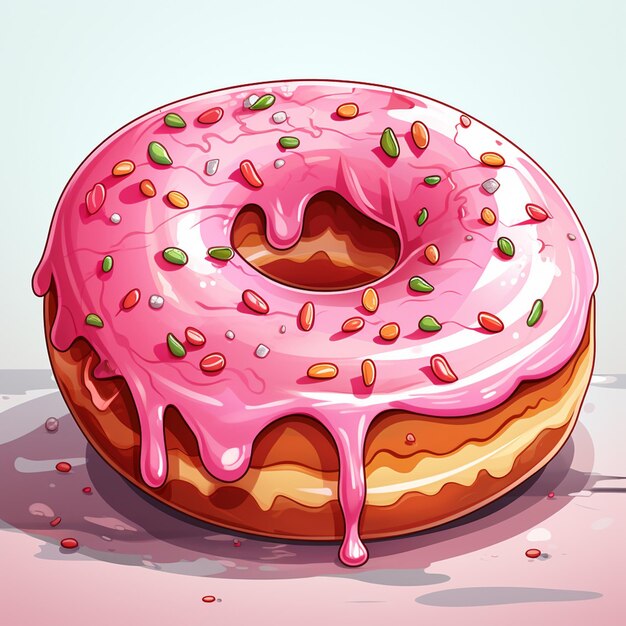 Vetor vector comida doce padaria donut lanche bolo cor-de-rosa sobremesa ilustração isolada vidrada crea
