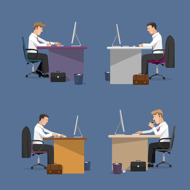 Vector conjunto de gerentes no escritório em estilo simples